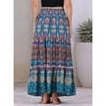 thumbnail image 4 of DARING DIVA Women's Boho Floral Smocked High Waist A Line Maxi Skirts S Blue, 4 of 6