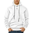thumbnail image 4 of uikmnh Men Hoodies Solid Color Men's Pullover Hooded Sweatshirt Solid Color Casual Sportswear Loose Fit Long Sleeve Comfortable Streetwear Top Long Hoodie Size:2XL, 4 of 9