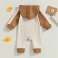 thumbnail image 4 of Douhoow Baby Boys Girls Zipper Hood Jumpsuit 3 6 12 18 Months Infant Fall Contrast Color Romper Long Sleeve Crew Neck Bodysuits, 4 of 9