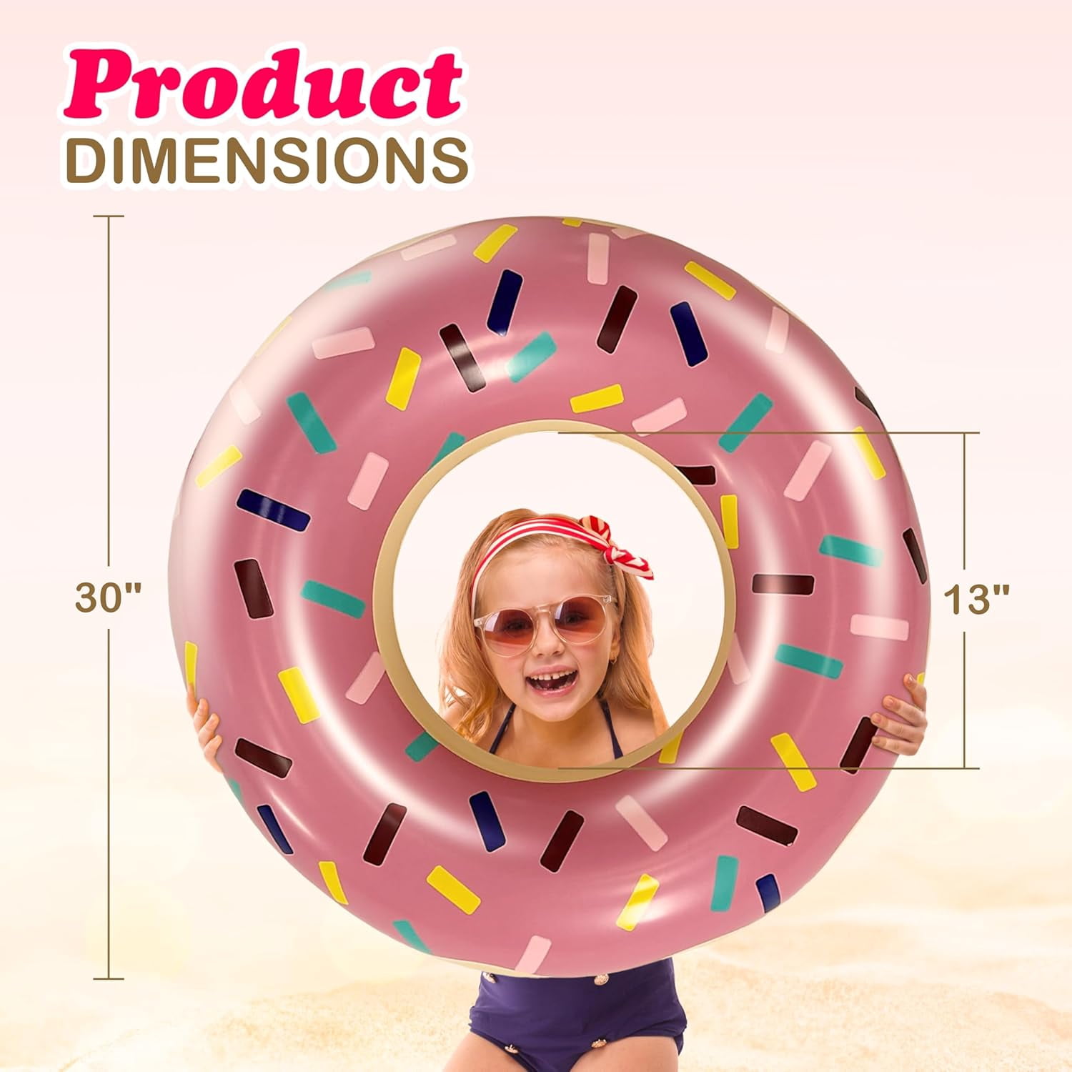 4E's Novelty 4-Pack Pool Donut Floats 30" Swim Rings For Kids & Adults, Vibrant, Durable Pool Party Floaties