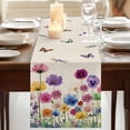 thumbnail image 3 of Table Runners 72 Inches Long Dress Scarves, Vintage Flowers Farmhouse Kitchen Table Runner, Coffee Tablerunners, Watercolor Butterfly Dragonfly Daisy Beige 14x72 Inch, 3 of 9