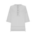 thumbnail image 4 of Qertyioot Mode Femme Décontractée Manches 3/4 Col Rond Hauts Blouse Ample Hauts d'Été, 4 of 7