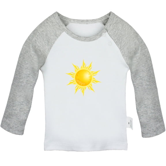 Nature Sun Pattern T shirt For Baby, Newborn Babies T-shirts, Infant Tops, 0-24M Kids Graphic Tees Clothing (Long Gray Raglan T-shirt, 0-6 Months)