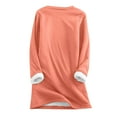 thumbnail image 4 of miqiqism Comfy Fleece Loungewear for Women Trendy Letter Print Pullover Tops Blouses Juniors Long Sleeve Crew Neck Sweatshirt with Pocket,Orange,X-Large, 4 of 4