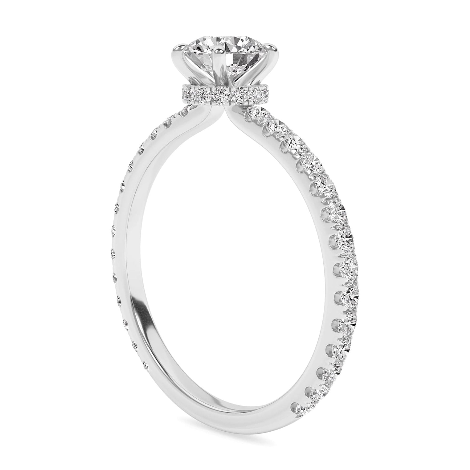 AFFY 0.90 Carat (ctw) Solitaire Engagement Ring For Womens, Round Lab Created Moissanite Stackable Promise Ring For Her In 10k Solid White Gold | VVS1 Quality Ring Size-9