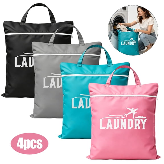 4pcs Large Laundry Bags, EEEkit Travel Dirty Clothes Organizer with Handle, Reusable Laundry Tote Bags