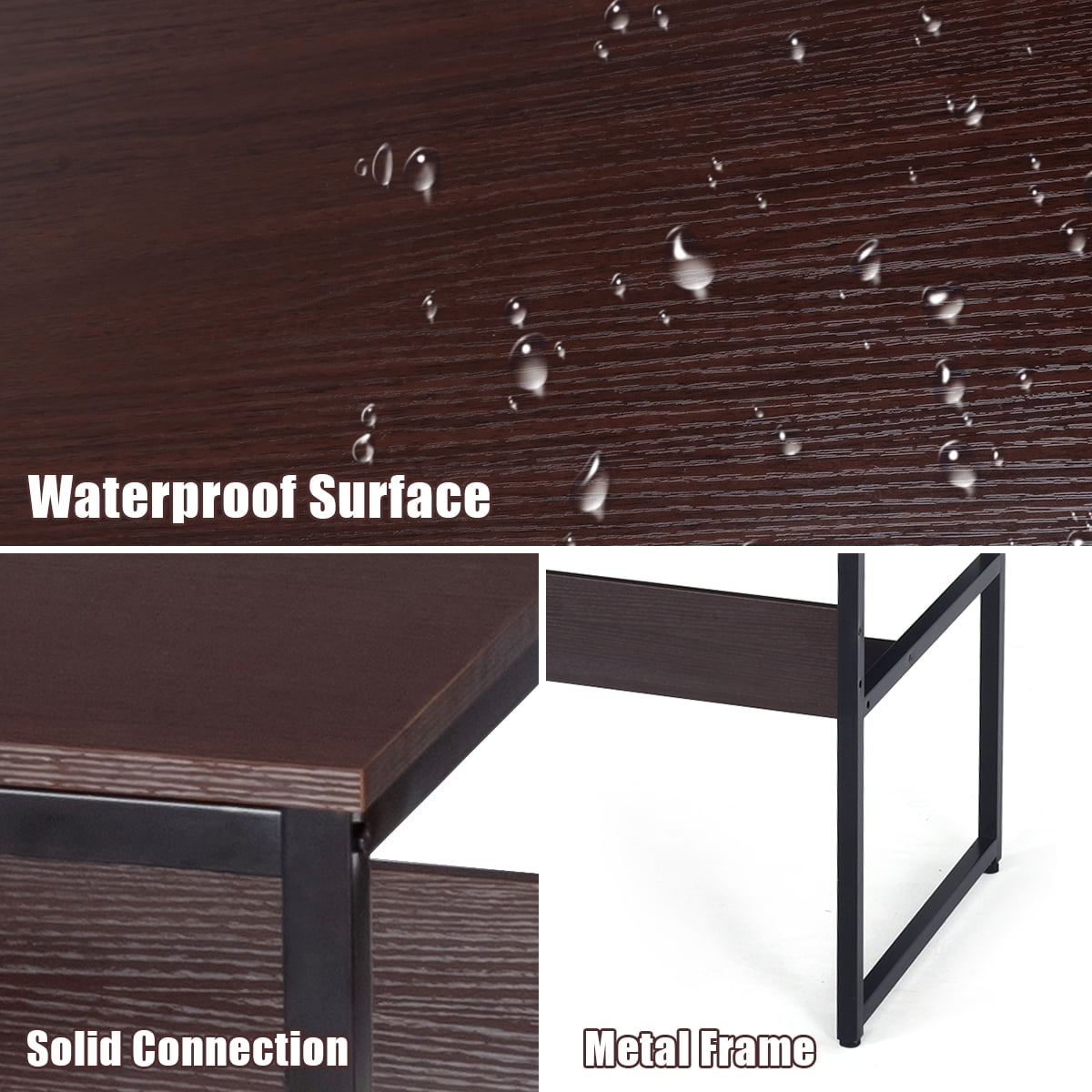 Costway 55'' Industrial Computer Desk  w/ Storage Shelf  Adjustable Foot Pads Home Office Coffee