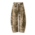 thumbnail image 4 of Women Tiger Stripe Print Wide Leg Pants, Elastic Drawstring High Waist Loose Casual Trousers with Side Pockets, Trendy Streetwear Printed Sweat Pants for Daily Outfit, 4 of 4