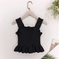 thumbnail image 4 of THDHVS Toddler Tank Tops Girls,Tank Tops for Girls,Girl's Ruffle Hem Solid Color Spaghetti Strap Tank Tops Black 4-5 Years, 4 of 5