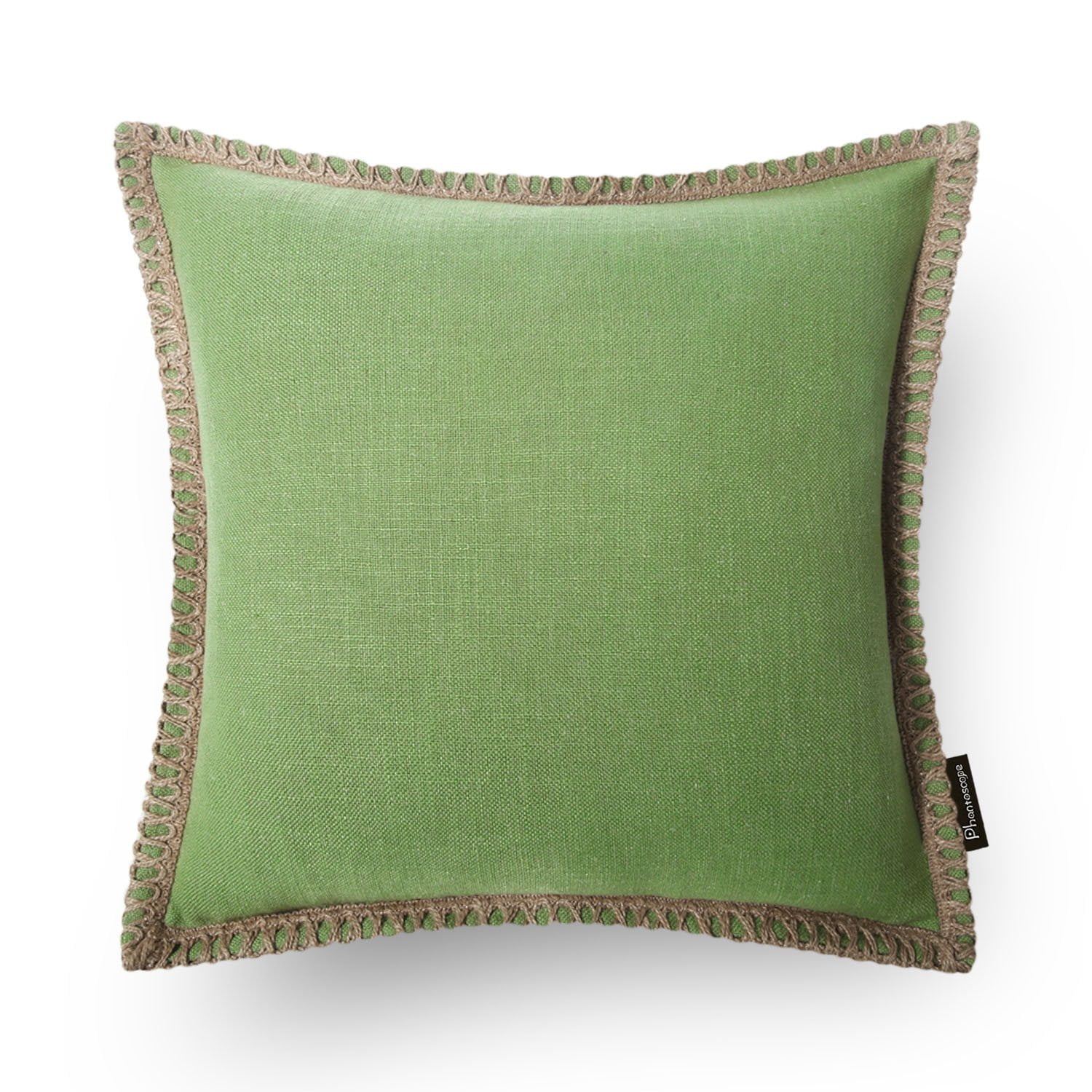 Phantoscope Decorative Linen Texture Trimmed Throw Pillowcase Cushion