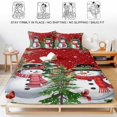thumbnail image 5 of Full Size Fitted Sheet Set - Red Snowman Christmas 3 Piece Bedding Sets 16" Deep Pocket Fitted Sheet with 2 Pillowcases, Xmas Tree Snowflake Winter Birds Brushed Microfiber Hotel Luxury Bed Sheets, 5 of 9