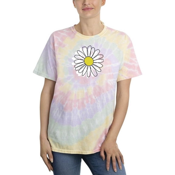 Daisy Hand Drawn Doodle Tie Dye Spiral Women -Image by Shutterstock, Female Large