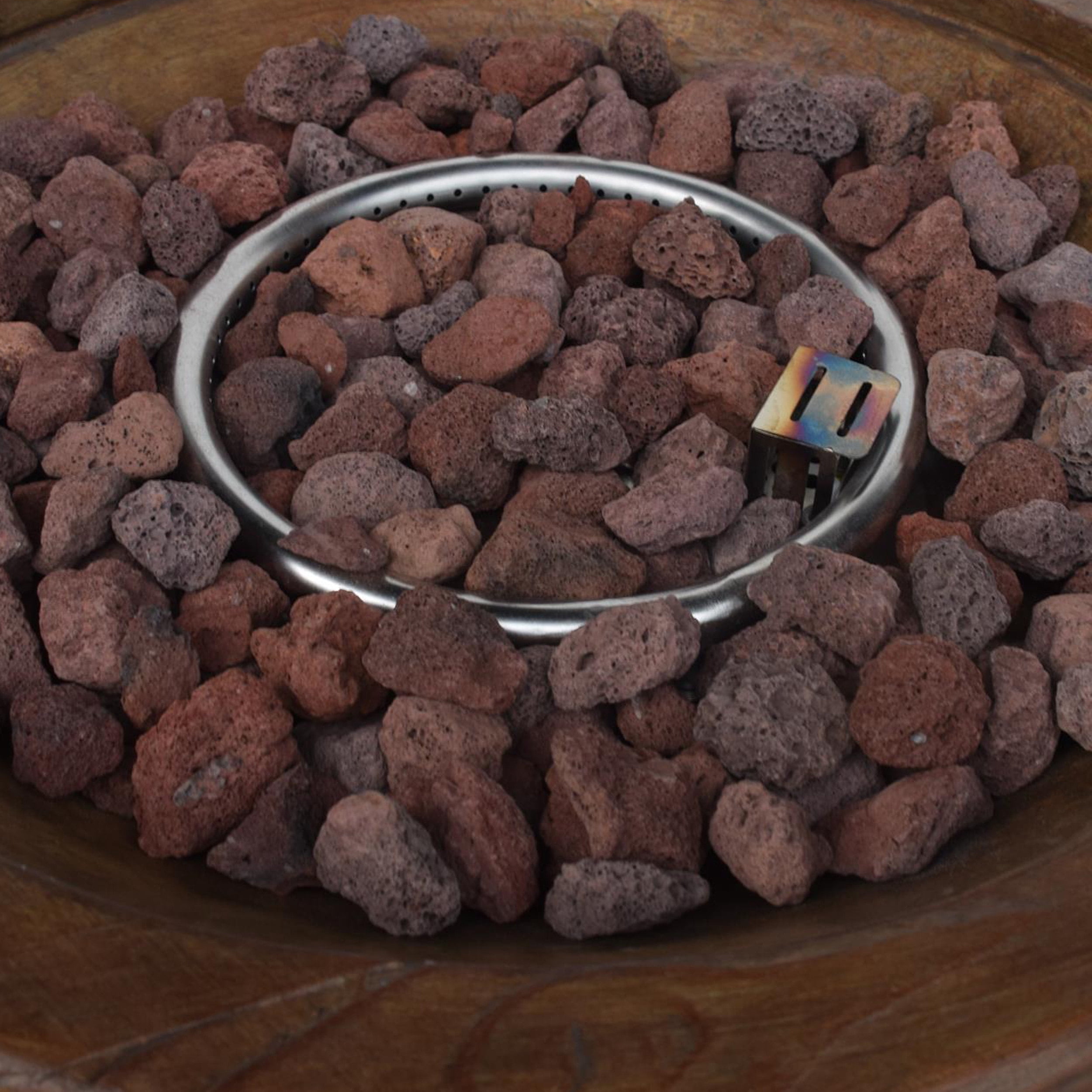 GDF Studio Muriel Outdoor 25" Light Weight Concrete Round Fire Pit 40K BTU, Dark Brown