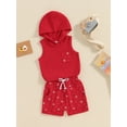 thumbnail image 4 of Musuos Baby Boy Summer 2 Piece Outfits 6 12 18 24M 3Y Star Print Sleeveless Hooded Tank Tops and Elastic Shorts Set Toddler Casual Clothes, 4 of 10