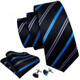 thumbnail image 2 of Set de Corbatas de Seda para Hombre Barry.Wang Negocios Raya Azul Real, 2 of 8