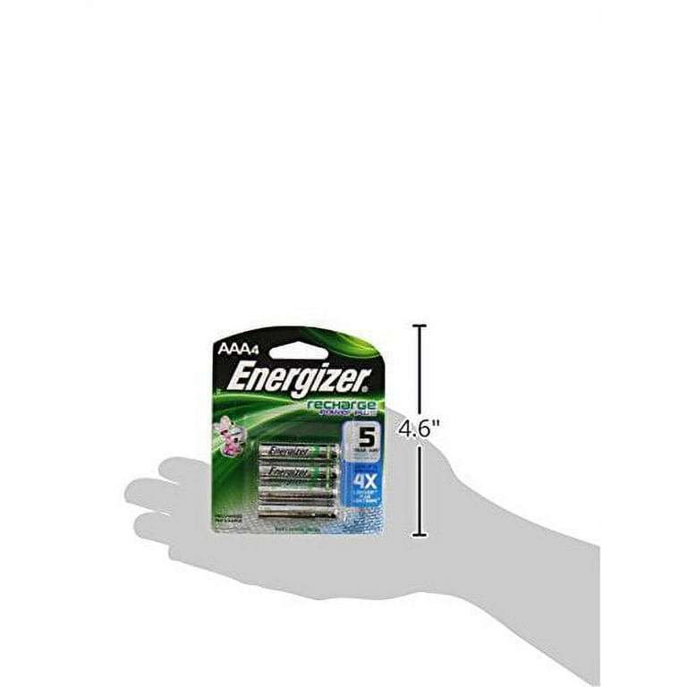 Energizer Rechargeable AAA Batteries NiMH 800 mAh Pre-Charged 4 Count (Recharge Power Plus)