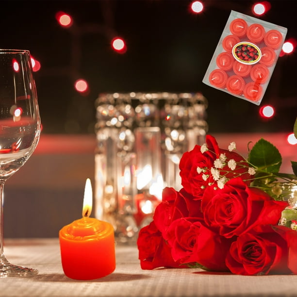 Decoraciones para San Valentín, adornos para San Valentín, regalos para San Valentín, 12 velas flotantes para fiestas de bodas, velas votivas pequeñas, mini velas redondas, velas de té para bodas, vel