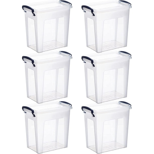 Superio 20 Qt Letter Size Clear Plastic Storage Bins with Lids and