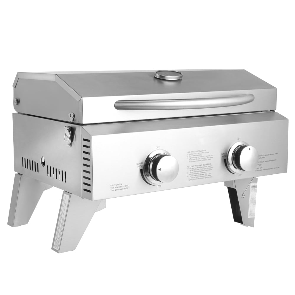 Tabletop Stainless Steel 2 Gas Grill Portable 2000 BTU BBQ Grid with