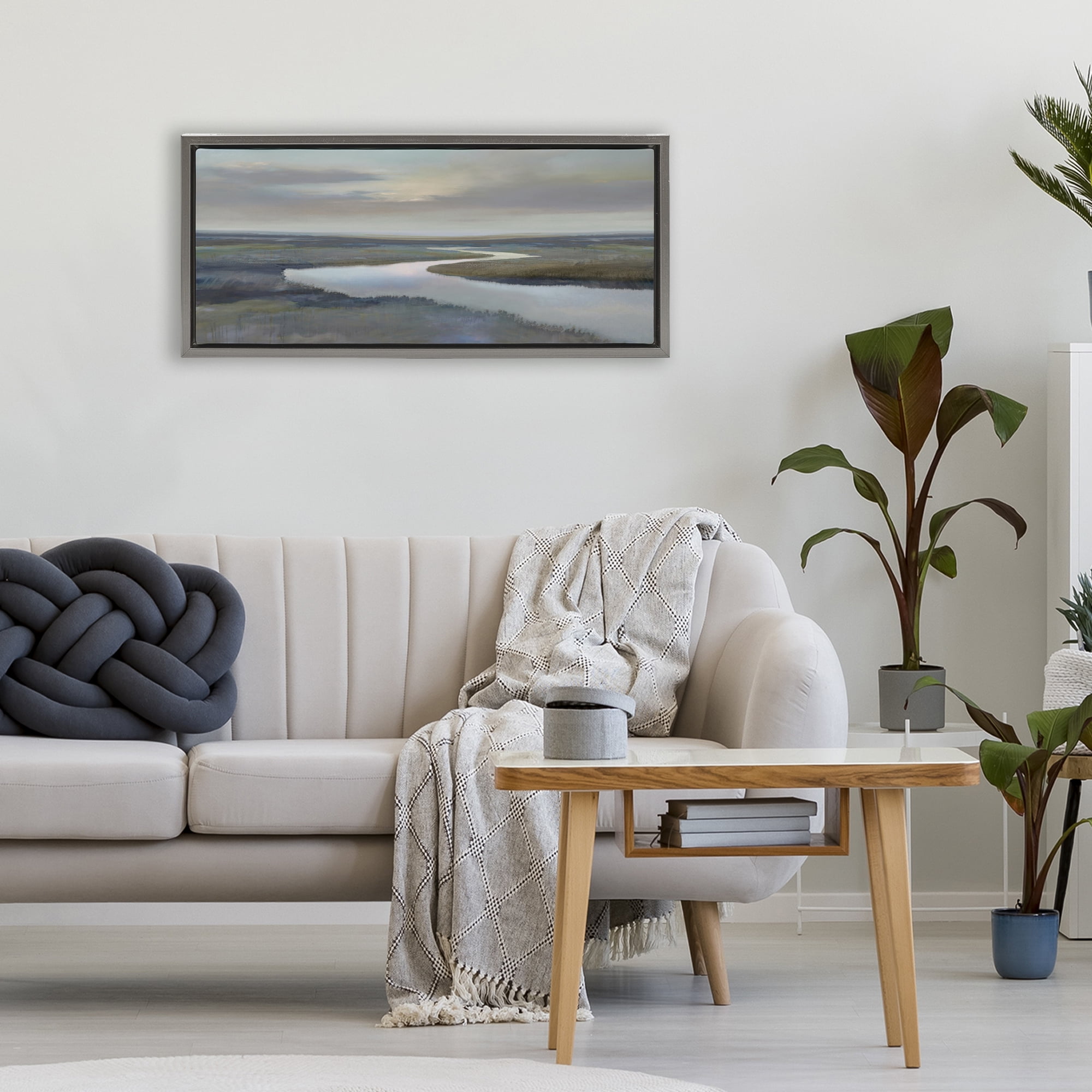 Stupell Industries Foggy Riverbend Atmosphere Gray Framed Floater Canvas Wall Art, design by Christy McKee