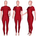 thumbnail image 3 of Akmipoem Women Plus Summer 2 Piece Outfits Textured Gym Workout Sets Tracksuit Crop Top Leggings Sweatsuits, 3 of 5