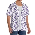 thumbnail image 4 of Vsdgher Lavender Flowers Print Men's Wrinkle Free Untucked Cuban Shirt Business Casual Button Down Shirts Short Sleeve Shirt, 4 of 7
