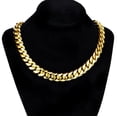 thumbnail image 6 of Mens 24K Gold Plated 18" Inch Choker Chain Stainless Steel 14MM Wide Cuban Link Hip Hop Necklace, 6 of 6