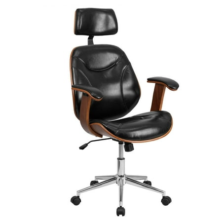 Flash Furniture High Back Black Leather Executive Wood Swivel Office Chair Flash Furniture High Back Black Leather Executive Wood Swivel Office Chair