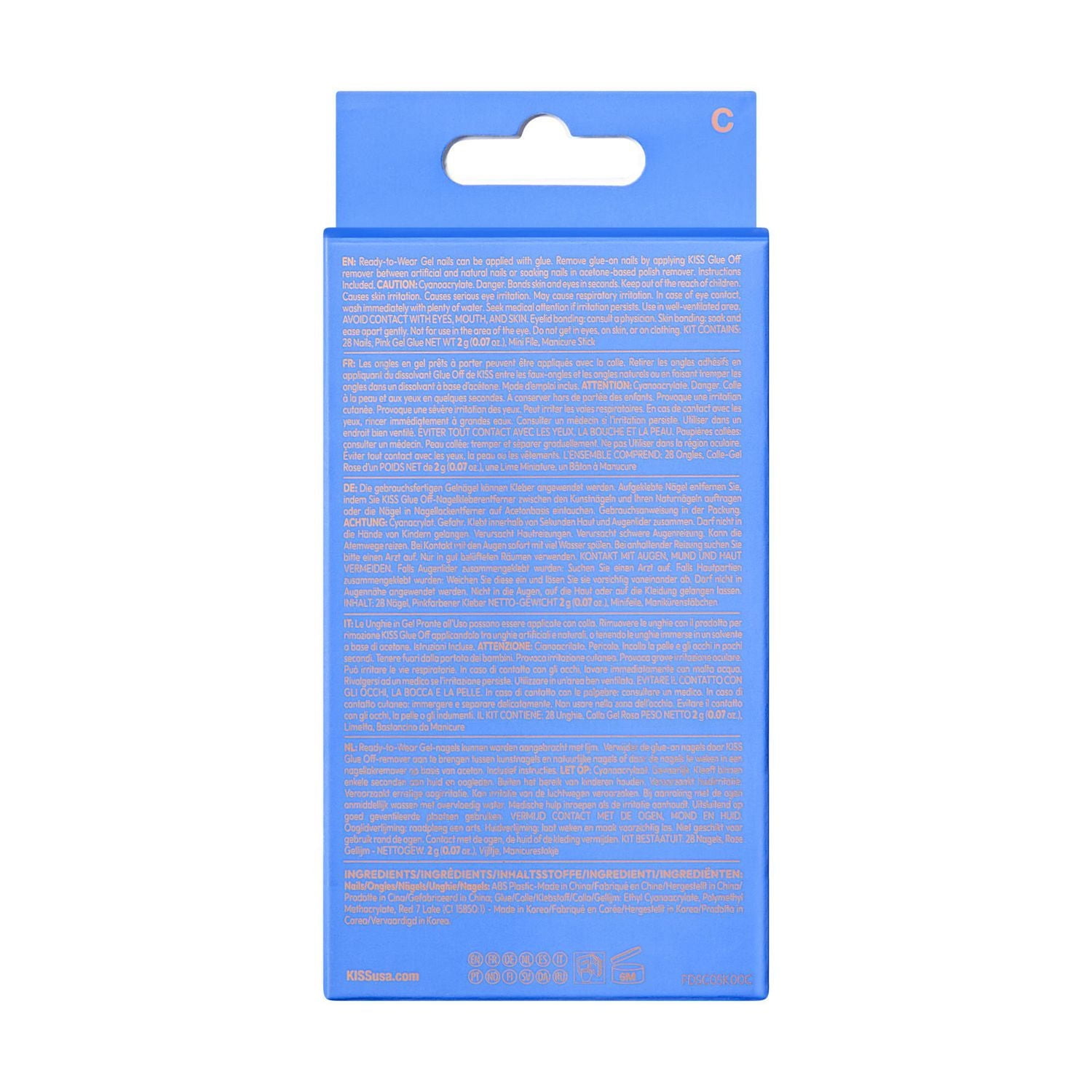 KISS Gel Fantasy Dreamdust, Champagne, Short Square, 28 count., Champagne