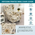 thumbnail image 4 of CHUNTIAN Wingback Chair Covers Slipcovers 2 Piece Stretch Wing Chair Covers Spandex Slipcovers Wingback Sofa Covers Armchair Covers Non-Slip Furniture Protector for Living Room Wingback Chairs, A13, 4 of 5