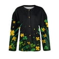 thumbnail image 4 of St. Patrick's Day Green Cardigan for Women Lucky Shamrock Pattern Sweaters Y2k Button Down Long Sleeve Knit Cardigans Open Front Sweaters Coat, 4 of 5