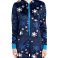 thumbnail image 5 of Ashford & Brooks Women's Mink Fleece Hooded One Piece Pajama Jumpsuit - Navy Frozen Sowflake - Medium, 5 of 5