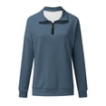 thumbnail image 4 of Xcmzpl Zip Up Sweatshirts for Women Loose Fit Solid Color Crewneck Sweatshirt Athletic Pullover Tops Tunic Long Sleeve T-shirts Fall Clothes, 4 of 4