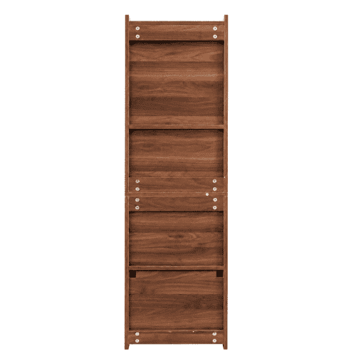Modern Tall Nightstand with Glass Door and 2 Drawers, Walnut Wood Bedside Table with Open Shelves for Bedroom, Living Room