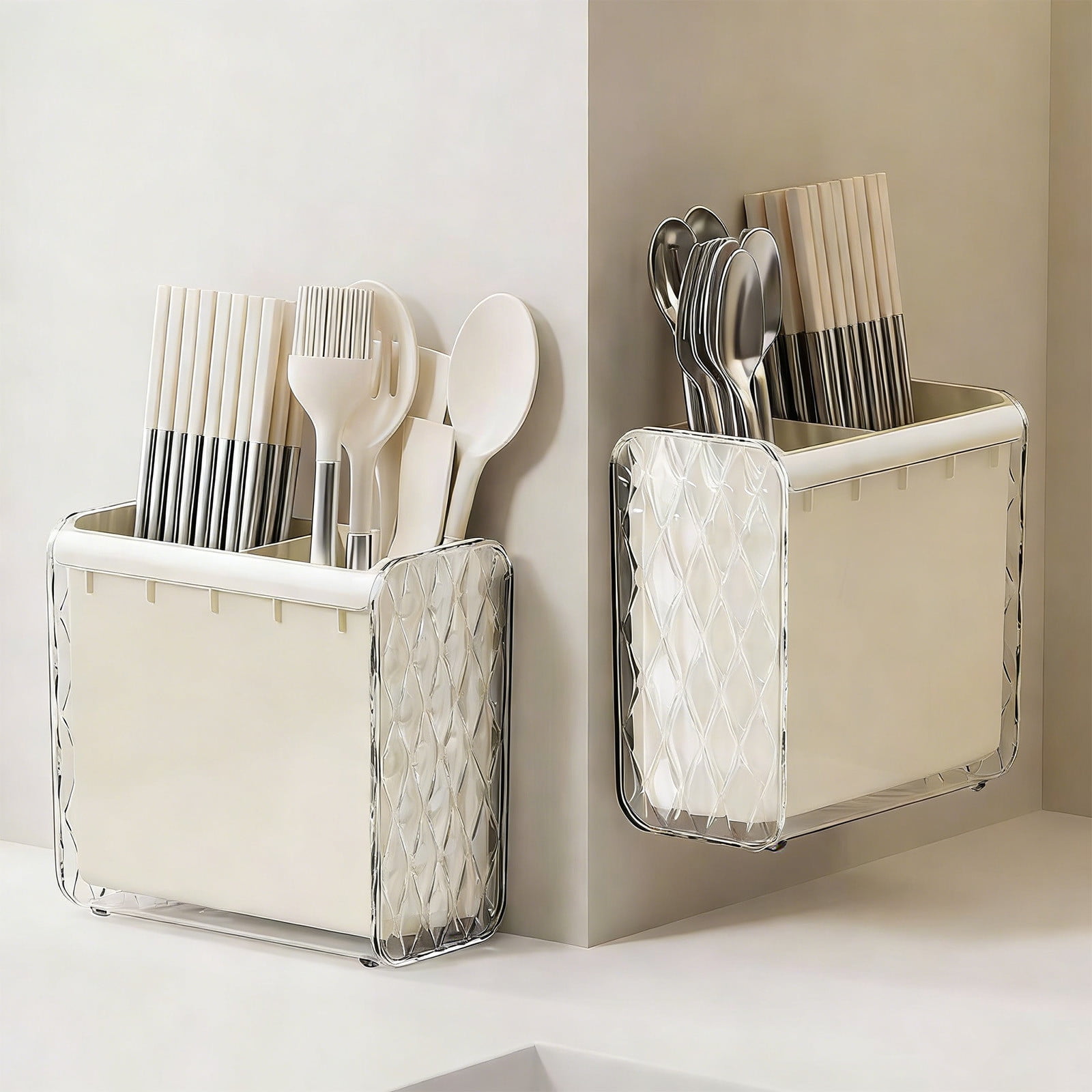 Lunxisen 3 Pcs Punch Free Knife And Fork Storage Rack Wall Mounted Detachable Cutlery Organizer Kitchen Utensil Holder