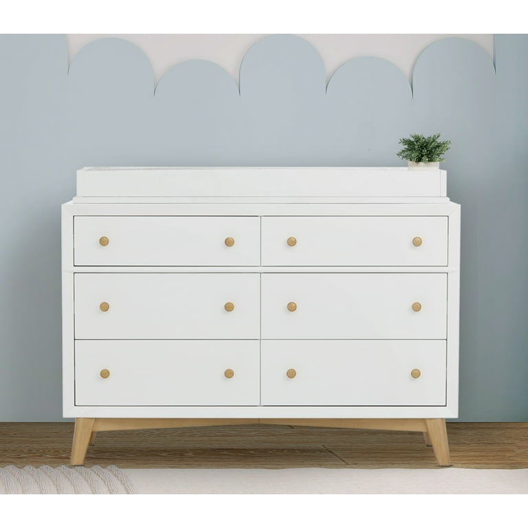 Evolur Loft Antilia Mid-Century Double Dresser, White Evolur Loft Antilia Mid-Century Double Dresser, White