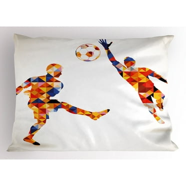 Ambesonne Abstract Pillow Sham, Colorful Footballers, 36" X 20", Multicolor