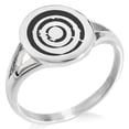 thumbnail image 1 of Stainless Steel Ancient Tribal Greatness Rune Minimalist Oval Top Polished Statement Signet Ring, 1 of 1