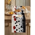 thumbnail image 3 of Red Black Floral Table Runner 90 Inches Long,Vintage Rustic Oil Painting Flowers Cotton Linen Table Runners Dresser Scarves,Fabric Tabletop Scarf Furniture Cover for Home Dinner Party 13"x90", 3 of 9