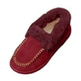 thumbnail image 3 of Dagaeig Women's House Slippers Indoor Outdoor Moccasin Fuzzy Fluffy Furry Loafers Suede Warm Shoes Flock(C-Wine,9), 3 of 9