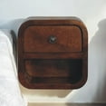 thumbnail image 2 of Artisan Furniture Solid Wood Extra Mini Curved Chestnut Bedside with Open Slot, 2 of 10