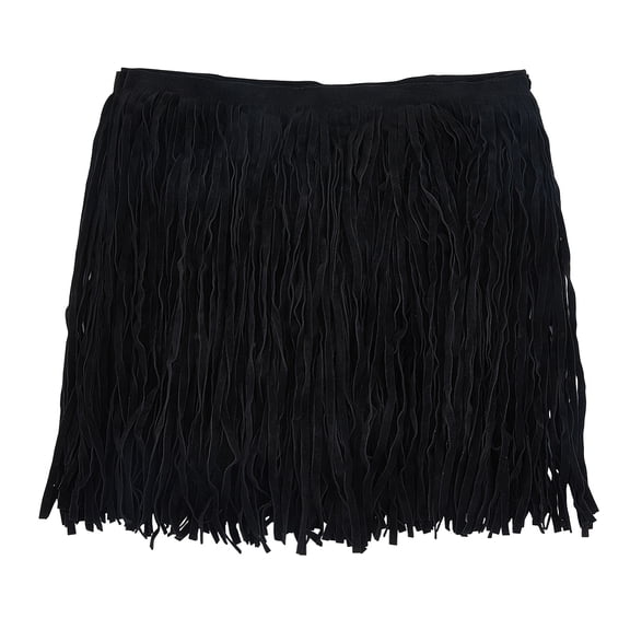 2.18 Yards Suede Fringe Trim Black Double Side Leather Tassel Western Fringe Trim Cowboy 12.2 Inch Long Sewing Tassel