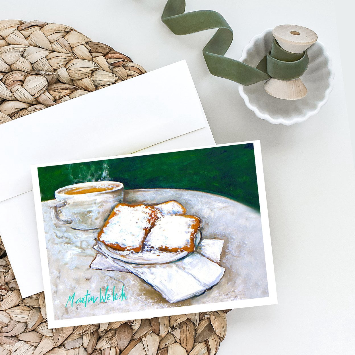 Breakfast Delight Beignets Greeting Cards Pack of 8 7 in x 5 in