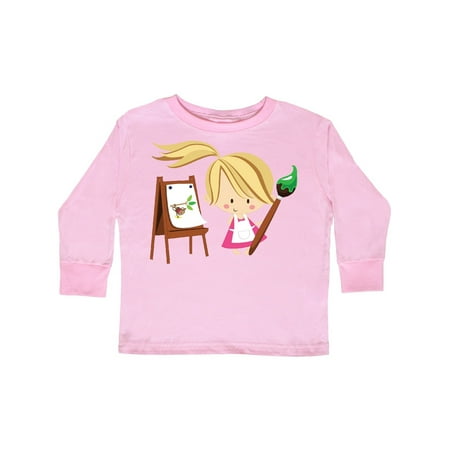 

Inktastic Artist Girl With Easel Gift Toddler Toddler Girl Long Sleeve T-Shirt