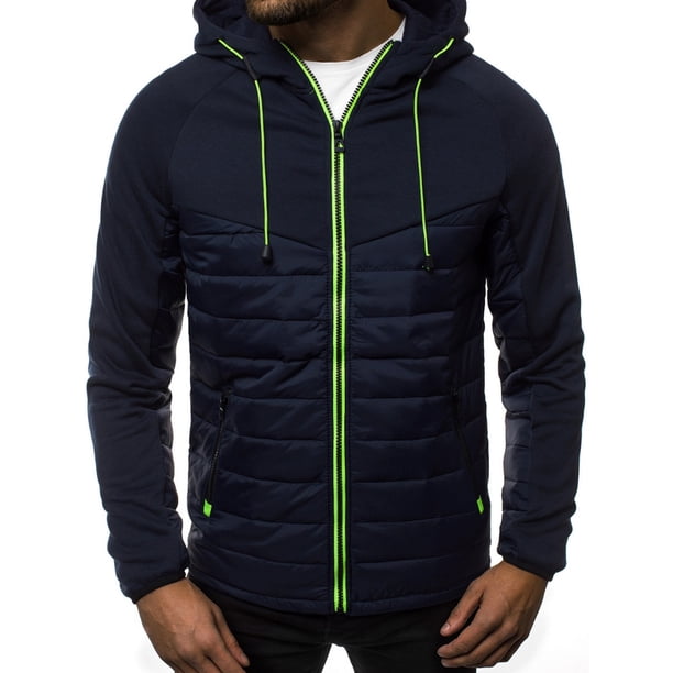 Dolkfu Sudadera con capucha para hombres de color combinado, chaqueta deportiva con cremallera completa, chaqueta ligera y de combinación para hombres. L