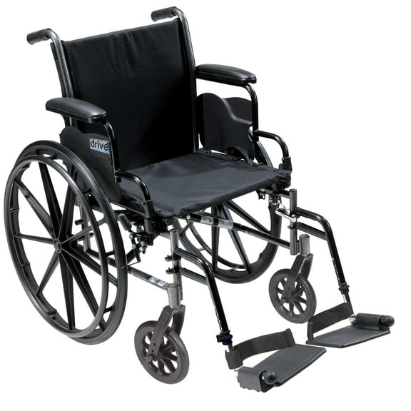 Drive Medical Cruiser III Light Weight Wheelchair with Flip Back Removable Arms, Desk Arms, Swing away Footrests, 18" Seat