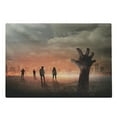 thumbnail image 1 of Zombie Cutting Board, Hand Comes out of Surface to People Death in Town Burning City Digital Art, Decorative Tempered Glass Cutting and Serving Board, Large Size, Salmon Pale Grey, by Ambesonne, 1 of 1