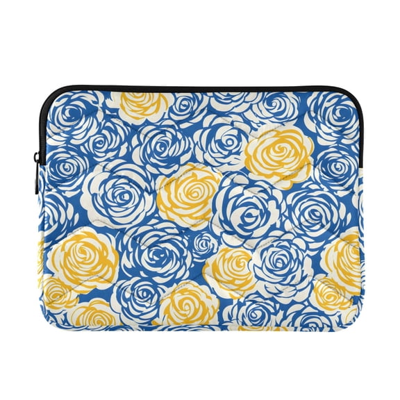 JIALIOU Laptop Sleeve Case with Zipper 13-13.3/15-16 Inch Compatible with MacBook HP Lenovo Dell ASUS Acer, Blue Yellow Rose
