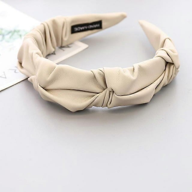Bandas anchas para el cabello para mujer, diadema de tela negra con lazo, diademas de cuero con lazo, 2 unidades, nudo artificial de PU, moda glam para chicas.