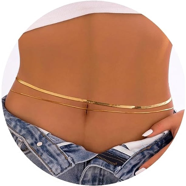 Cadenas de cintura chapadas en oro para mujer Cadena de vientre en capas para la cintura Cadena de vientre de cintura ajustable de múltiples capas Cadenas de cuerpo de cintura de playa de verano